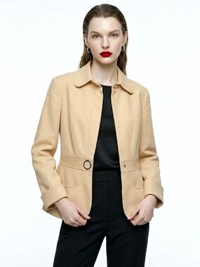 Carlisle Cotton&Cashmere Jacket, stitching details, cuffs,silver hardware,6, EUC